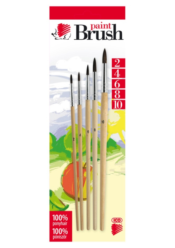 Sada štětců ICO 2, 4, 6, 8, 10 - přírodní, kulatý ICO