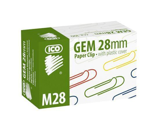 ICO Kancelářské sponky 28 mm barevné - 100 ks