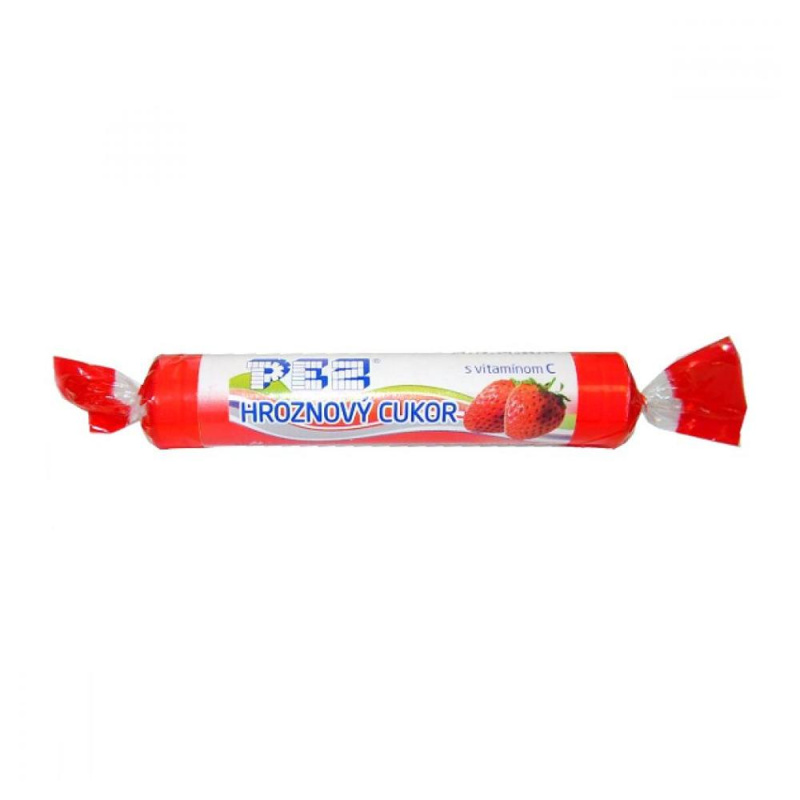 PEZ Hroznový cukr s vit.C jahoda 39 g