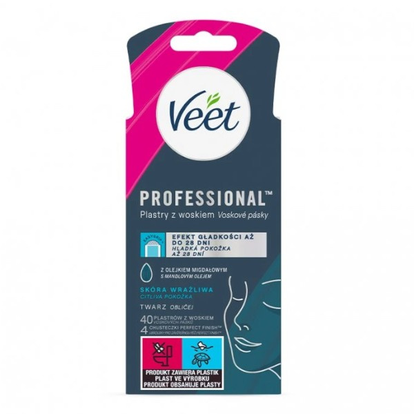 Veet Professional studené voskové pásky na obličej pro citlivou pokožku 40 ks