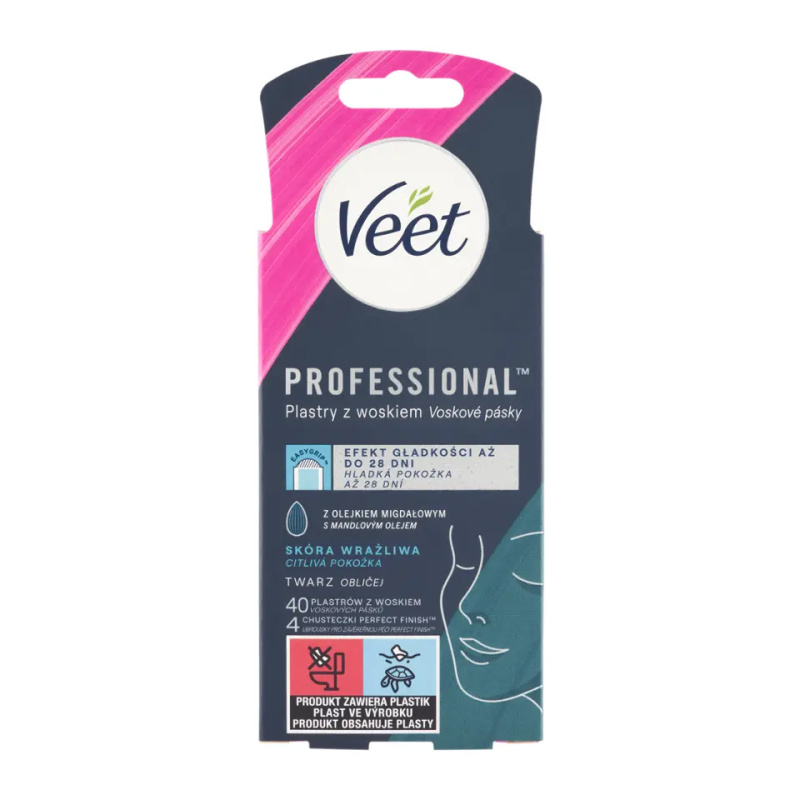 Veet Professional studené voskové pásky na obličej pro citlivou pokožku 40 ks