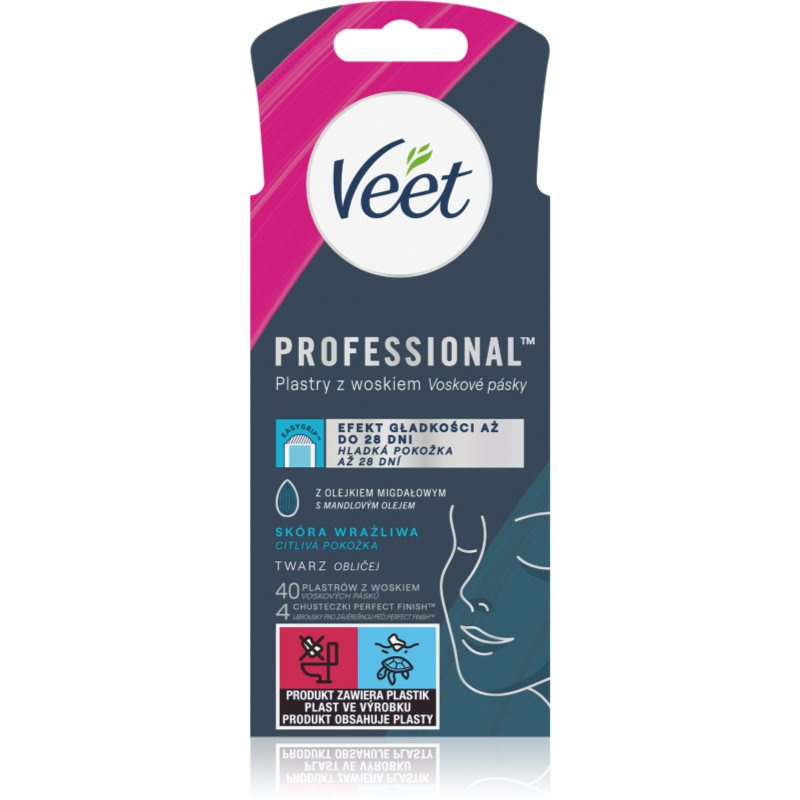 Veet Professional studené voskové pásky na obličej pro citlivou pokožku 40 ks