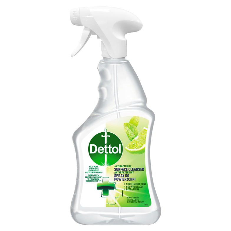 Čisticí sprej na povrchy Dettol - limetka a máta, antibakteriální, 500 ml