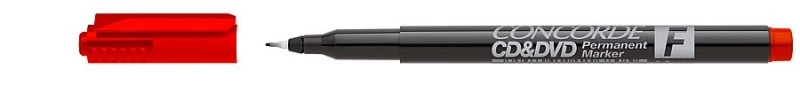 Popisovač CONCORDE CDaDVD, permanentní, červený CONCORDE