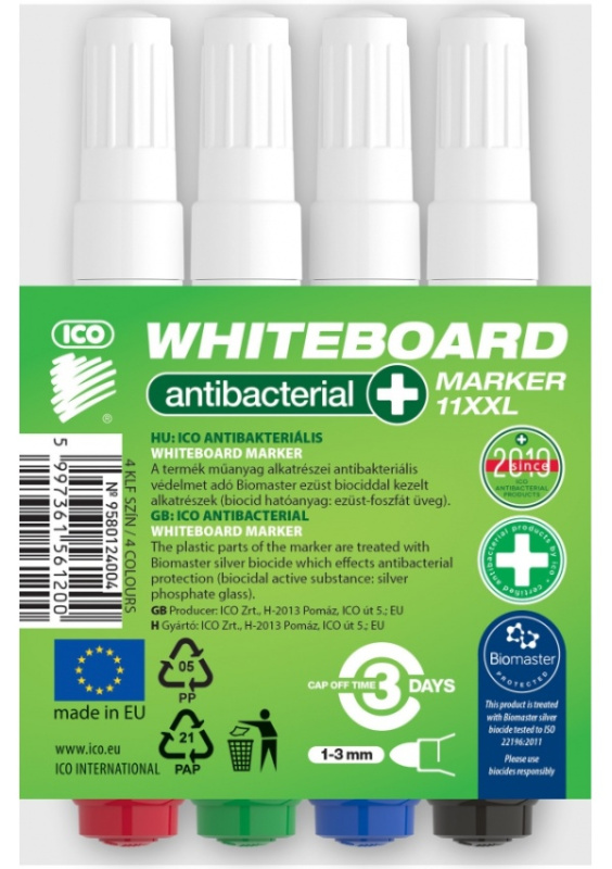 Popisovač na bílé tabule antibakt. ICO 11XXL/4ks ICO