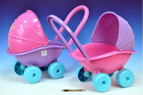 Teddies Kočárek plast hluboký růžový