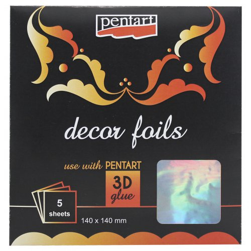 Pentart Dekorační fólie holografická PENTART 14 x 14 cm STŘÍBRNÁ
