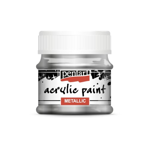 Pentart Akrylová barva metalická PENTART 50 ml TŘPYTIVÁ STŘÍBRNÁ