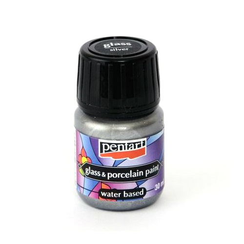 Pentart Barva na sklo a porcelán PENTART 30 ml STŘÍBRNÁ