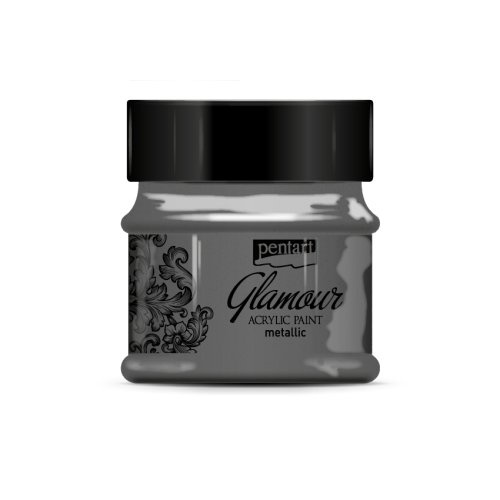 Pentart Akrylová barva metalická zářivá PENTART 50 ml ČERNOSTŘÍBRNÁ