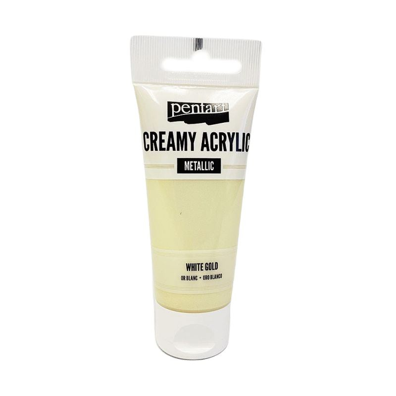 Pentart Krémová akrylová barva matná PENTART 60 ml BÍLÉ ZLATÁ