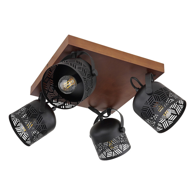 Rabalux Stropní 4bodové svítidlo Rotem, ořech/matná černá, 20 x 40 x 40 cm