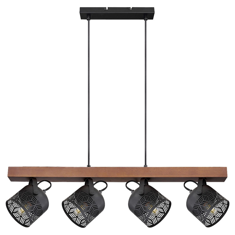 Rabalux Závěsné 4bodové svítidlo Rotem, ořech/matná černá, 11 x 75 x 120 cm