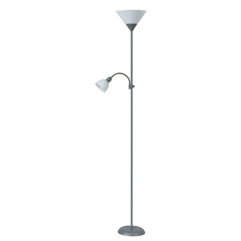 Rabalux Stojací lampa Action E27, kov/plast, stříbrná, pr. 24,2 x 178 cm