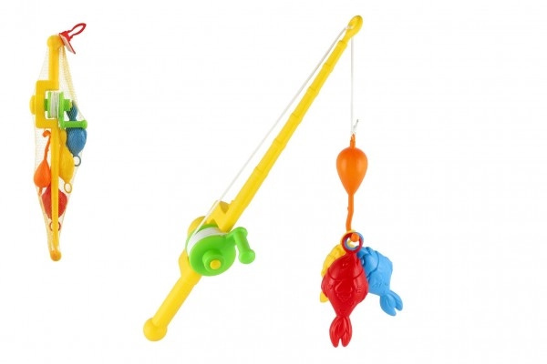 Teddies 47681 Hra ryby rybář plast 3ks+prut 50cm asst 2 barvy v síťce