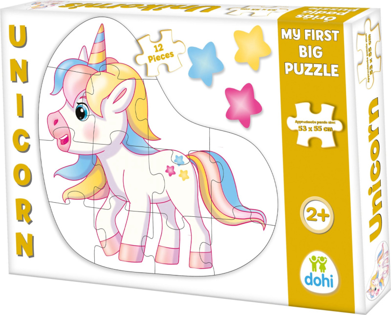 Podlahové obrysové puzzle jednorožec 12 dílků
