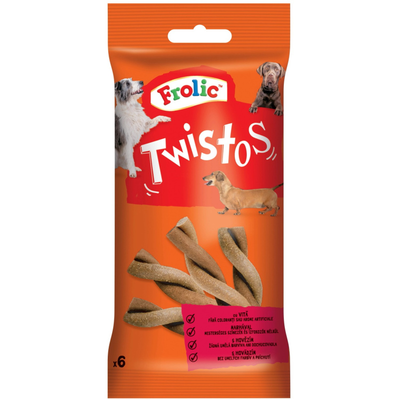 Frolic pochoutka Twistos s hovězím 6 ks