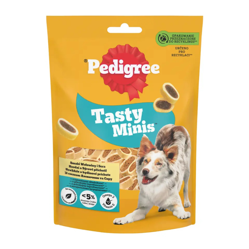 Pedigree Kousky se sýrovou a hovězí příchutí Tasty Minis  140 g