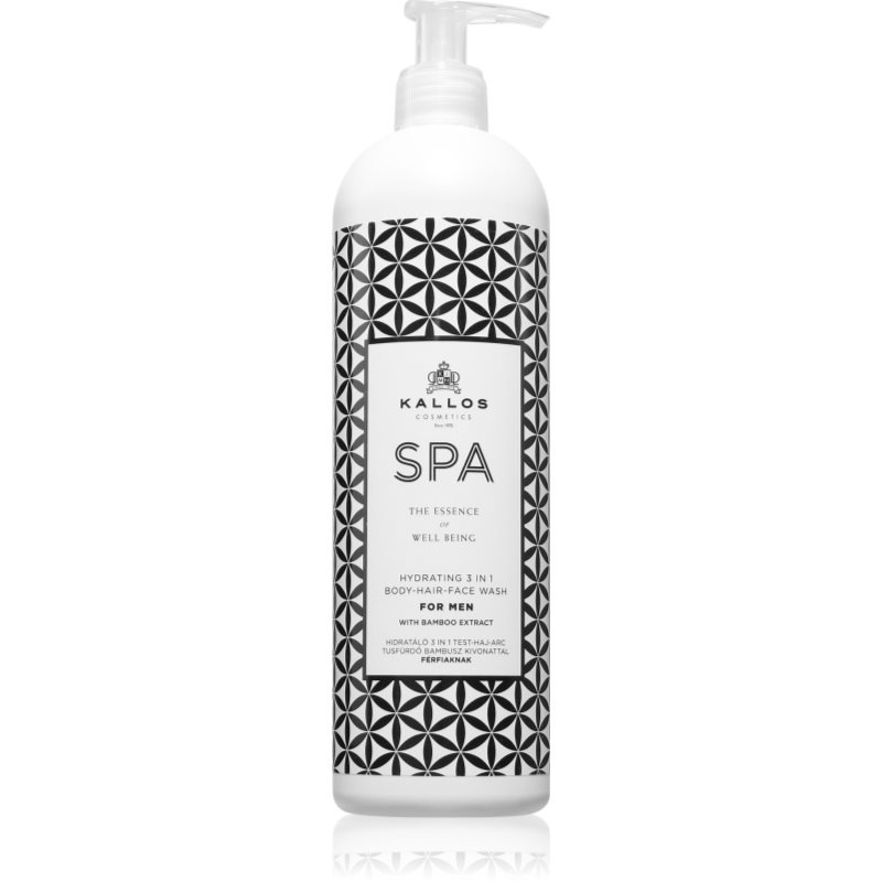 Kallos Spa Hydrating hydratační sprchový gel na obličej, tělo a vlasy pro muže 500 ml