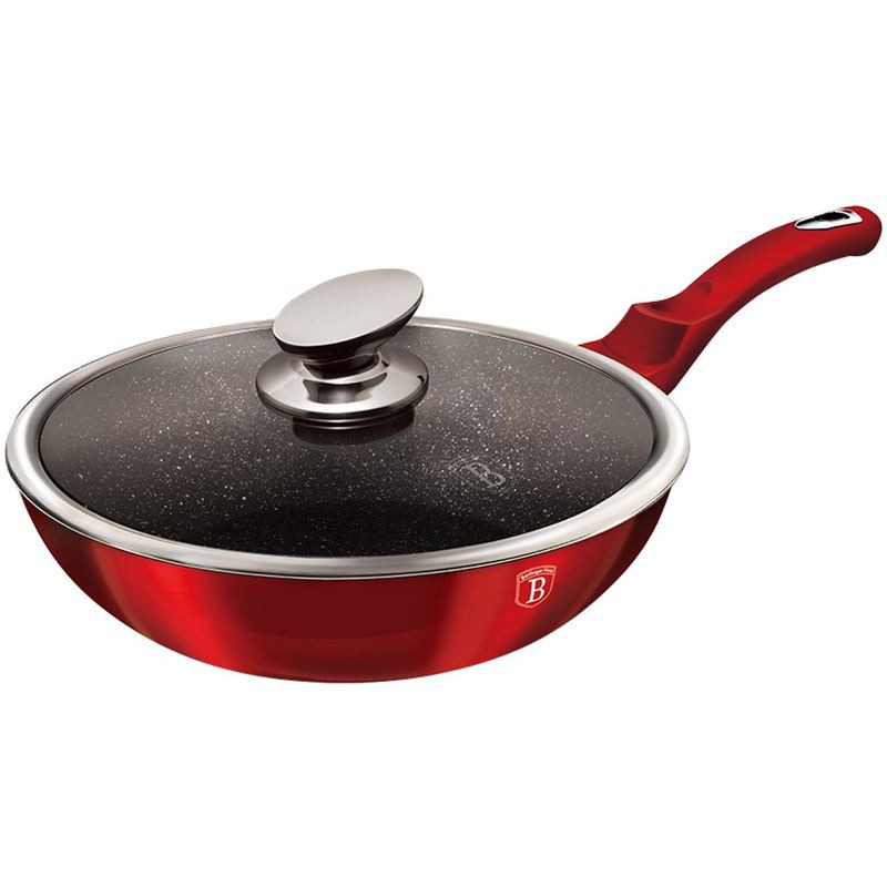 Berlingerhaus Pánev WOK s poklicí s mramorovým povrchem 28 cm Burgundy Metallic Line