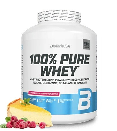 BioTech USA 100% Pure Whey Protein, 2270 g Příchuť: Malinový cheesecake
