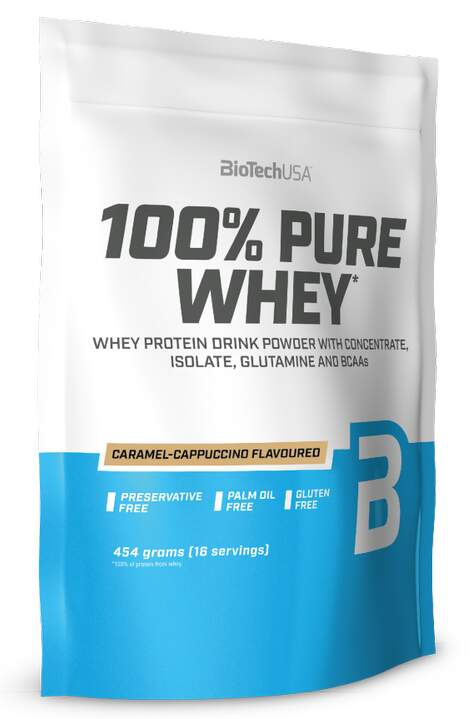 BioTech USA 100% Pure Whey Protein, 454 g Příchuť: Karamel/Cappuccino