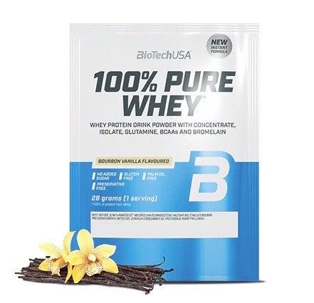 BioTech USA 100% Pure Whey Protein, TESTER, 28 g Příchuť: Vanilka