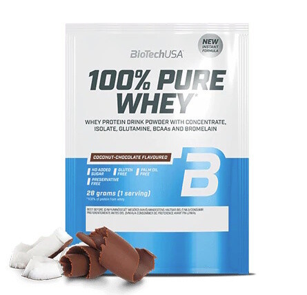 BioTech USA 100% Pure Whey Protein, TESTER, 28 g Příchuť: Čokoláda/Kokos