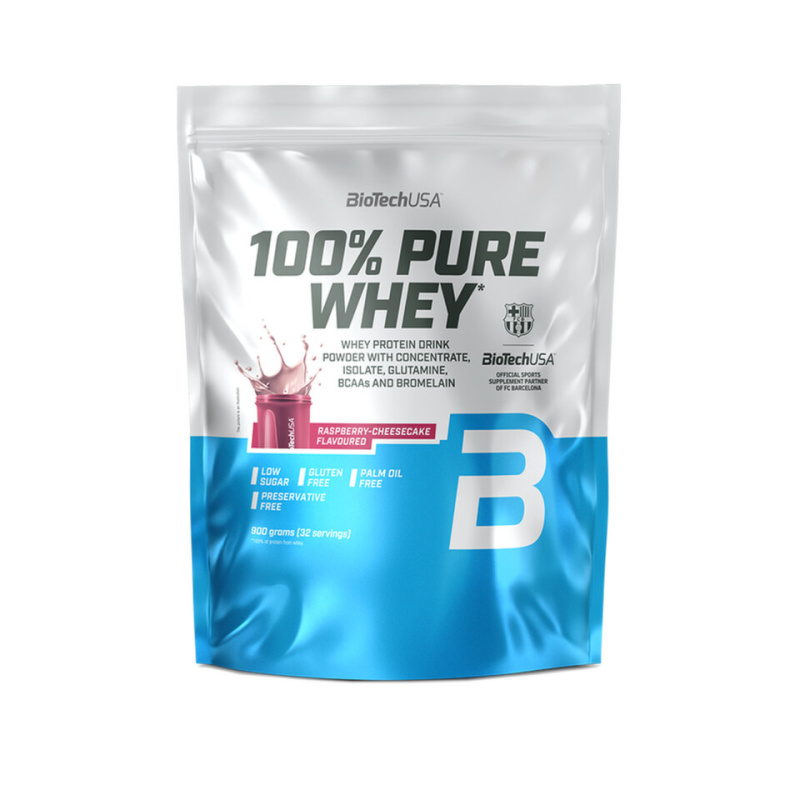 BioTechUSA 100% Pure Whey 900 g - malinový cheesecake