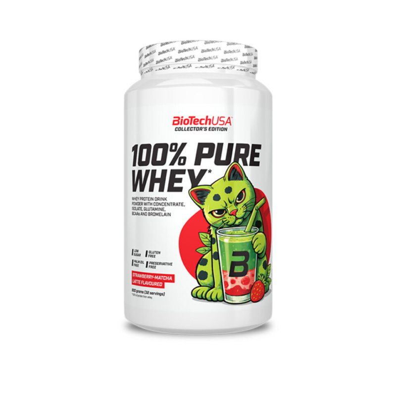 BioTechUSA 100% Pure Whey 900 g - Strawberry-matcha Latte (limitovaná edice)