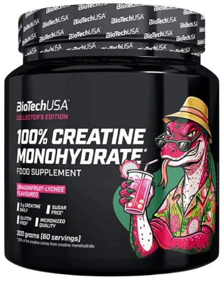 BioTechUSA 100% Creatine Monohydrate 300 g - Dragonfruit - lychee