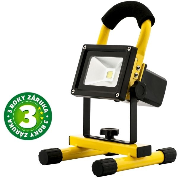 Prémiový přenosný nabíjecí LED reflektor 10W 550lm, denní, stmívatelný vypínačem, 3 roky