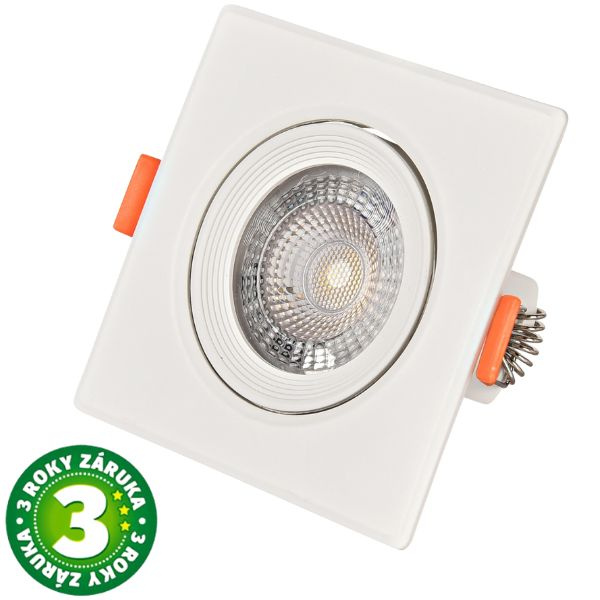 Prémiové výklopné podhledové bodové LED svítidlo 7W 677lm, denní, čtverec, 10cm, 3 roky