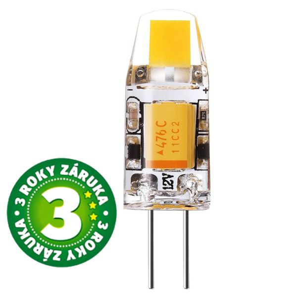 Prémiová LED žárovka G4 1,2W 90lm 12V, extra teplá, ÚZKÁ 9,6mm, ekv. 10W, 3 roky