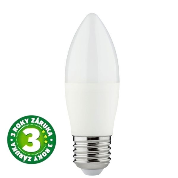 Prémiová LED žárovka svíčka E27 8W 830lm studená, ekv. 62W, 3 roky