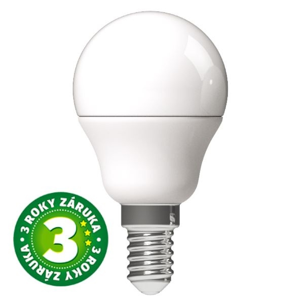Akce 3+1: Prémiová LED žárovka E14 4,5W 470lm G45, denní, ekv. 40W, 3 roky
