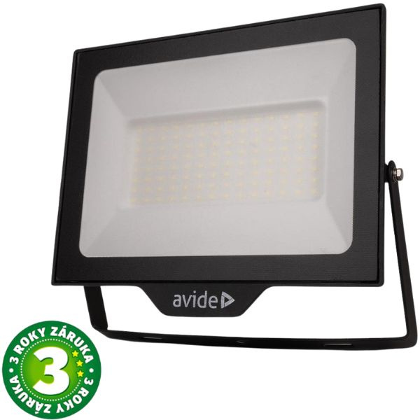 Prémiový ultratenký LED reflektor černý 100W 10000lm, denní, s přípravou na čidlo, 3 roky