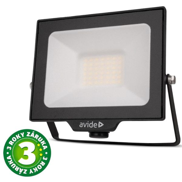 Prémiový ultratenký LED reflektor černý 30W 3000lm, studená, s přípravou na čidlo, 3 roky