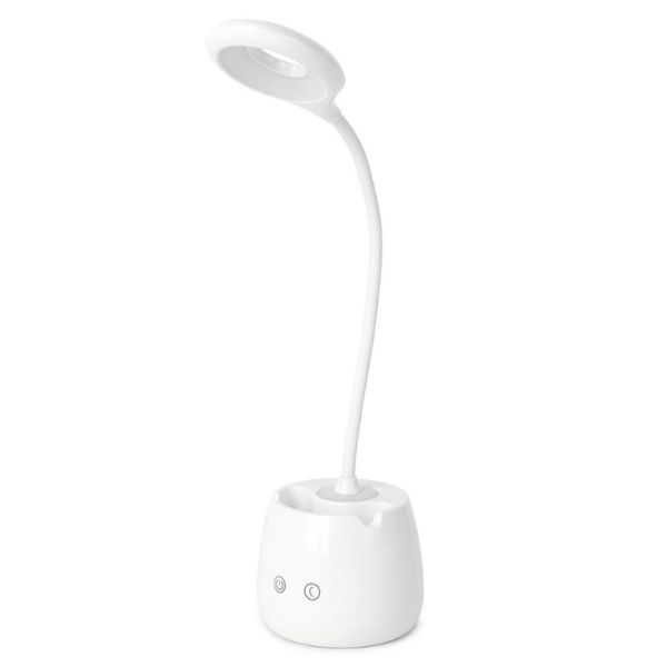 Nabíjecí stmívatelná LED stolní lampa 5W 200lm studená, s držákem na tužky a mobil