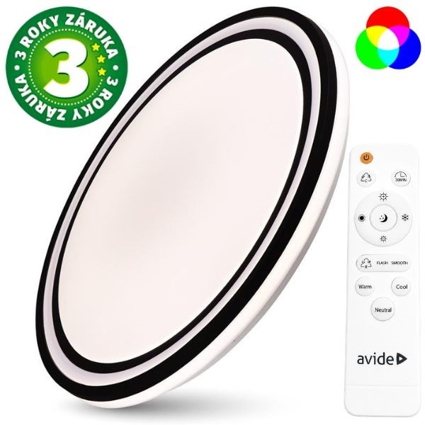 Prémiové led stropní svítidlo Bella RGB+W 49cm 36W 1980lm, dálkové ovládání, TUYA, 3 roky