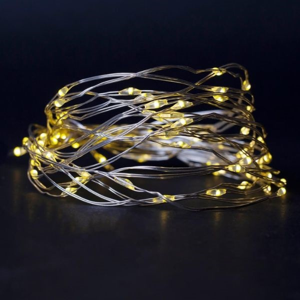 Nano LED vánoční řetěz 1m, vnitřní, teplé světlo, 20 LED, na baterie AA
