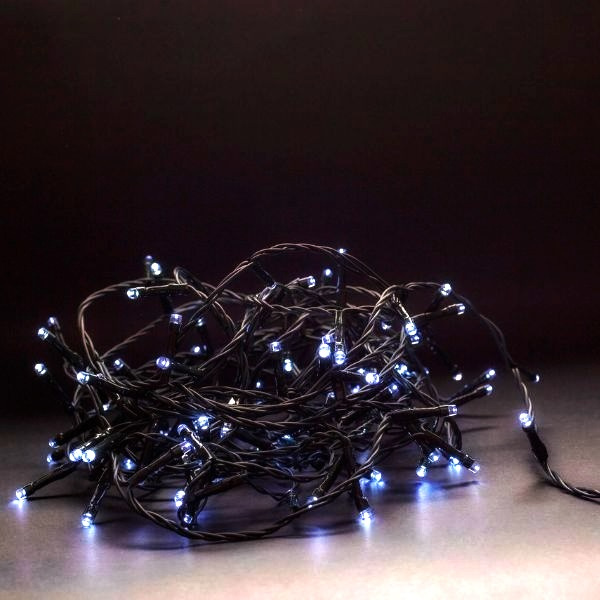 LED vánoční řetěz 14m, venkovní, studené světlo, 180 LED, 3,6W, do zásuvky, 8 režimů