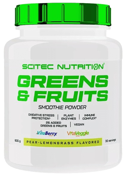 Scitec Nutrition Scitec Greens & Fruits 600 g - hruška a citronová tráva