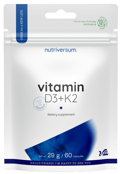 Nutriversum Vitamín D3 + K2, 60 kapslí