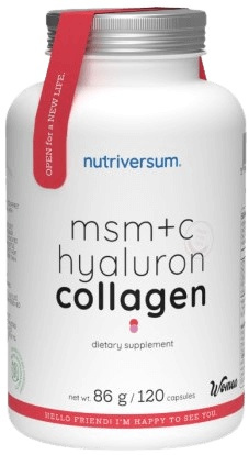 Nutriversum MSM + Vitamín C + Kyselina hyaluronová + Kolagen, 120 kapslí