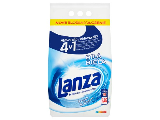 Prací prášek Lanza Fresh & Clean White - 90 dávek, 5,85 kg