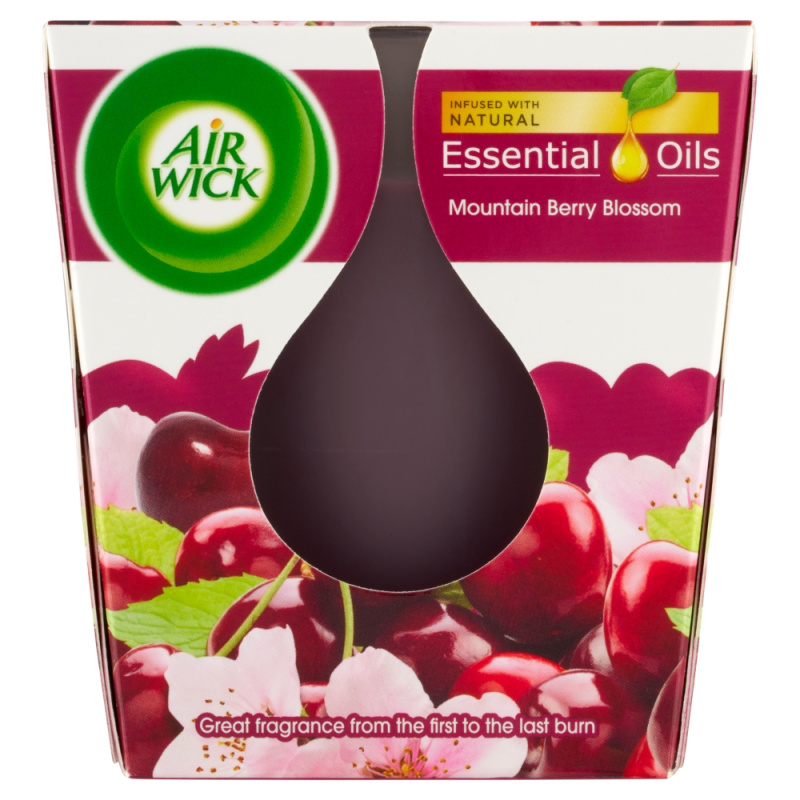 Air Wick Essential Oil Mountain Berry Blossom vonná svíčka 105 g