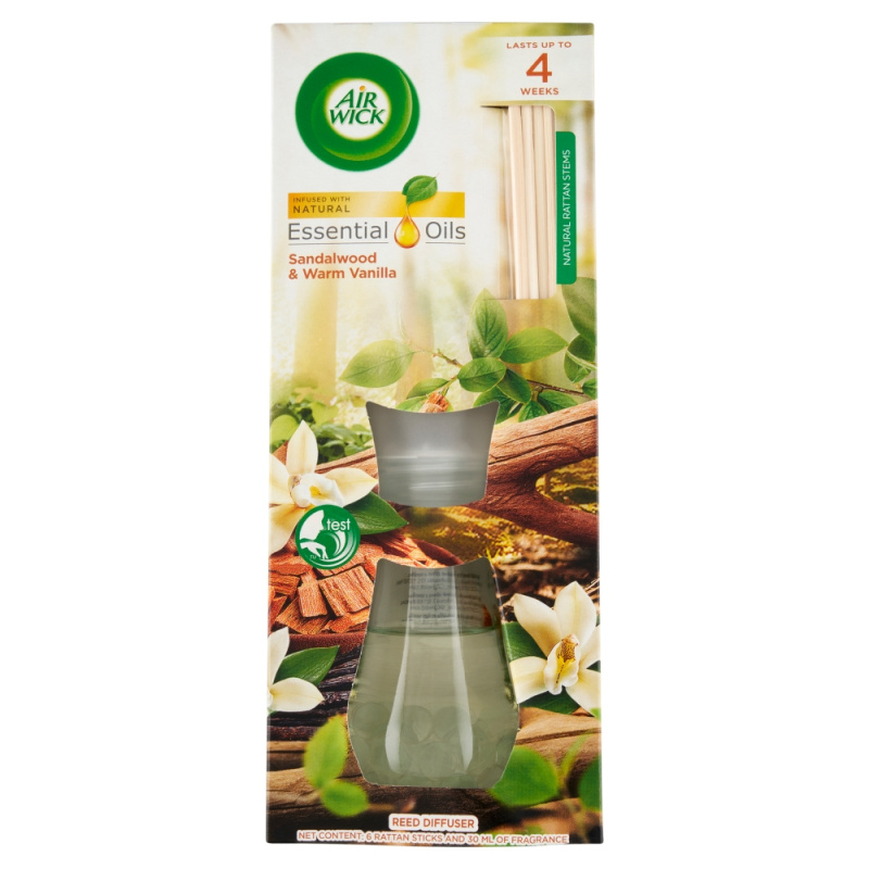 Air Wick Essential Oils Sandalwood & Warm Vanilla aroma difuzér s náplní 30 ml