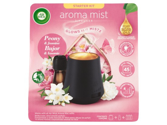 Air Wick Aroma Mist Peony & Jasmine aroma difuzér s náplní + baterie 1 ks