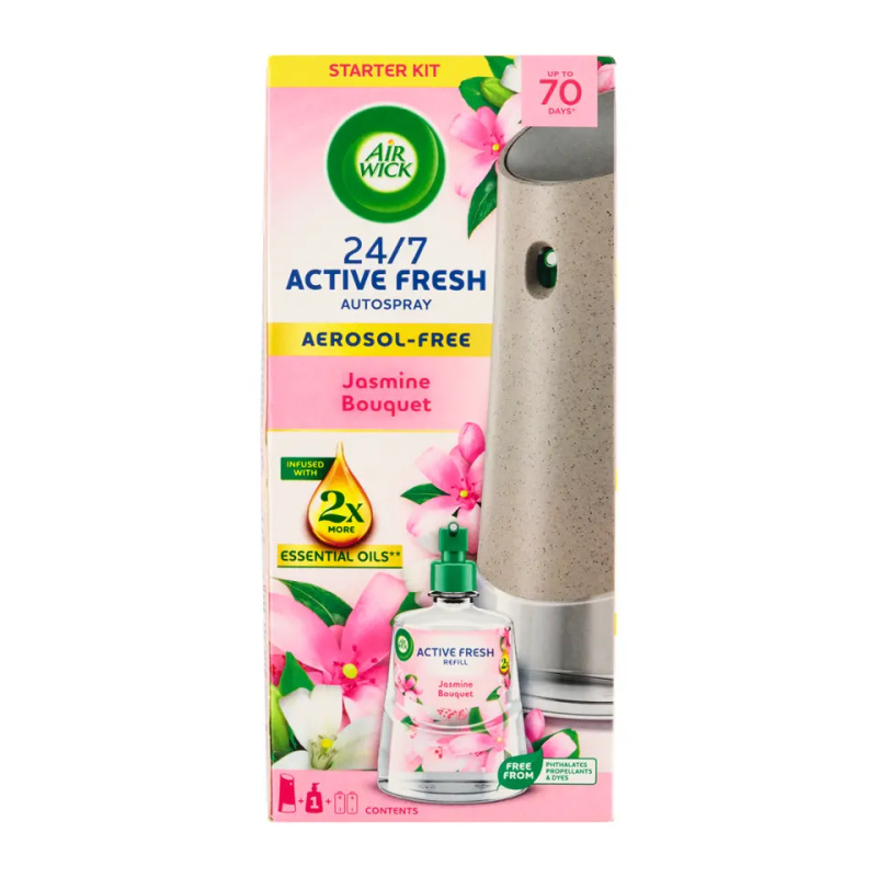 Air Wick Active Fresh automatický difuzér a náplň na vodní bázi - Jasmínové květy 228ml